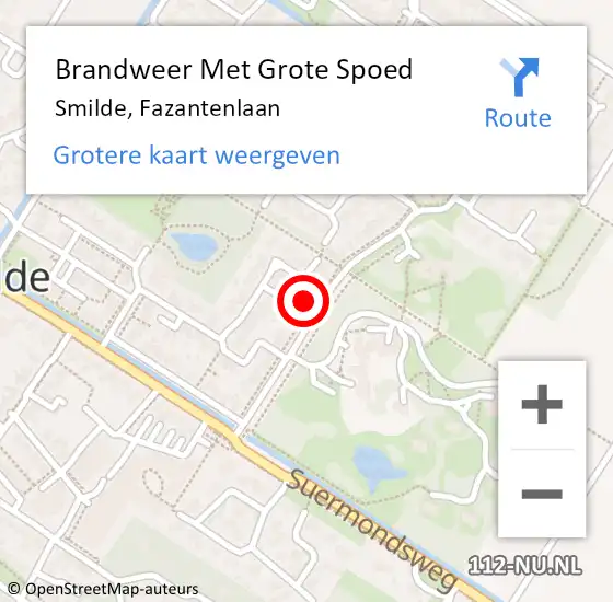 Locatie op kaart van de 112 melding: Brandweer Met Grote Spoed Naar Smilde, Fazantenlaan op 30 juli 2016 00:12