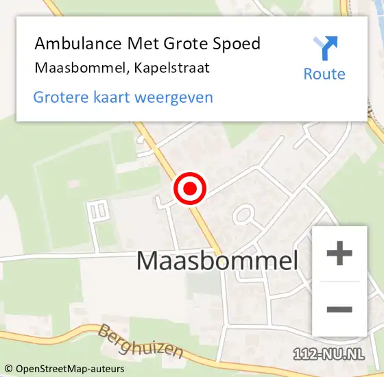 Locatie op kaart van de 112 melding: Ambulance Met Grote Spoed Naar Maasbommel, Kapelstraat op 30 juli 2016 00:16