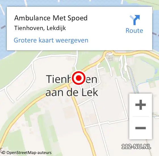 Locatie op kaart van de 112 melding: Ambulance Met Spoed Naar Tienhoven, Lekdijk op 30 juli 2016 01:54