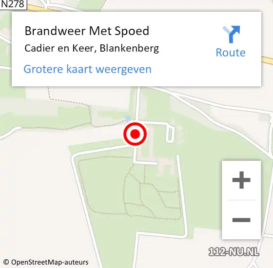 Locatie op kaart van de 112 melding: Brandweer Met Spoed Naar Cadier en Keer, Blankenberg op 30 juli 2016 02:53