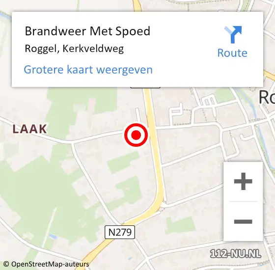 Locatie op kaart van de 112 melding: Brandweer Met Spoed Naar Roggel, Kerkveldweg op 30 juli 2016 04:18