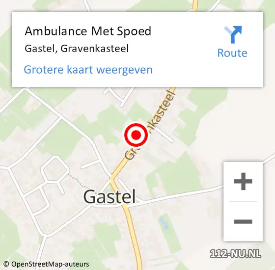 Locatie op kaart van de 112 melding: Ambulance Met Spoed Naar Gastel, Gravenkasteel op 30 juli 2016 04:35