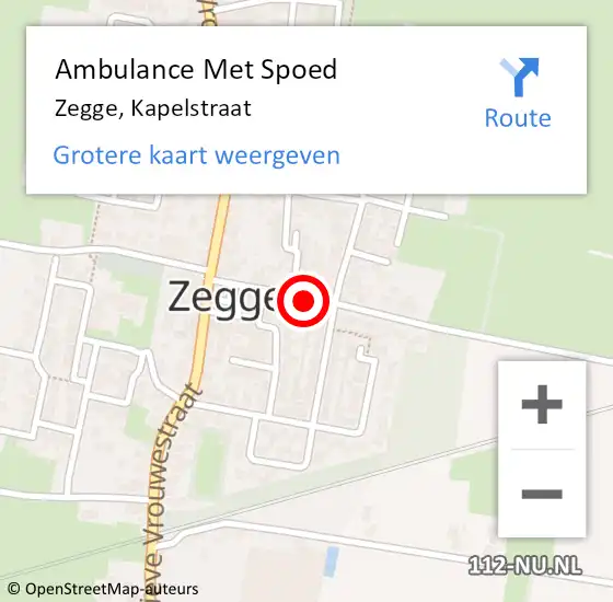 Locatie op kaart van de 112 melding: Ambulance Met Spoed Naar Zegge, Kapelstraat op 30 juli 2016 06:08