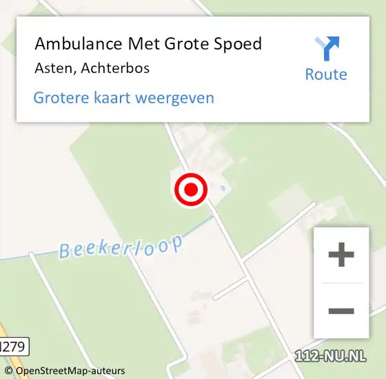 Locatie op kaart van de 112 melding: Ambulance Met Grote Spoed Naar Asten, Achterbos op 30 juli 2016 07:12