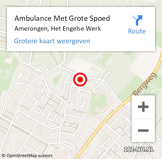 Locatie op kaart van de 112 melding: Ambulance Met Grote Spoed Naar Amerongen, Het Engelse Werk op 30 juli 2016 08:45