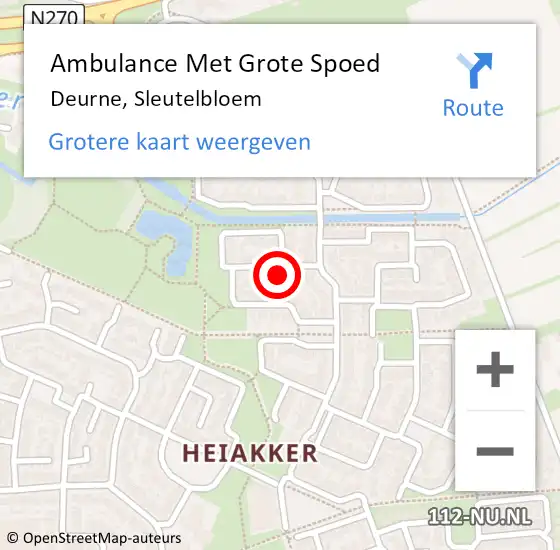 Locatie op kaart van de 112 melding: Ambulance Met Grote Spoed Naar Deurne, Sleutelbloem op 30 juli 2016 09:20