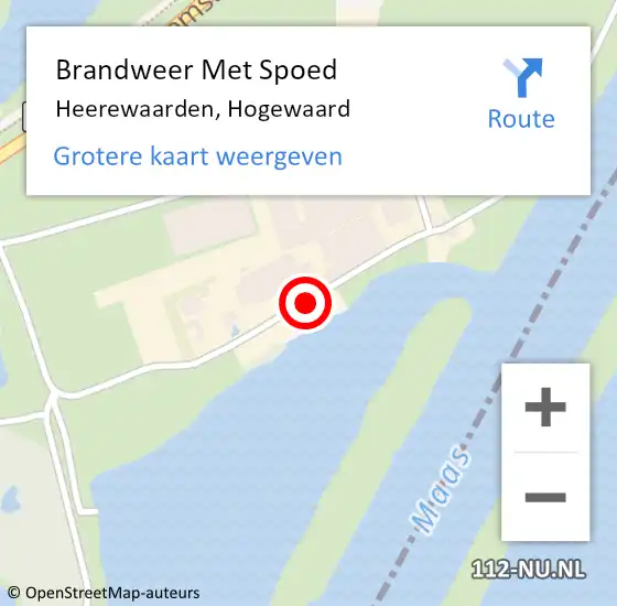 Locatie op kaart van de 112 melding: Brandweer Met Spoed Naar Heerewaarden, Hogewaard op 30 juli 2016 09:51