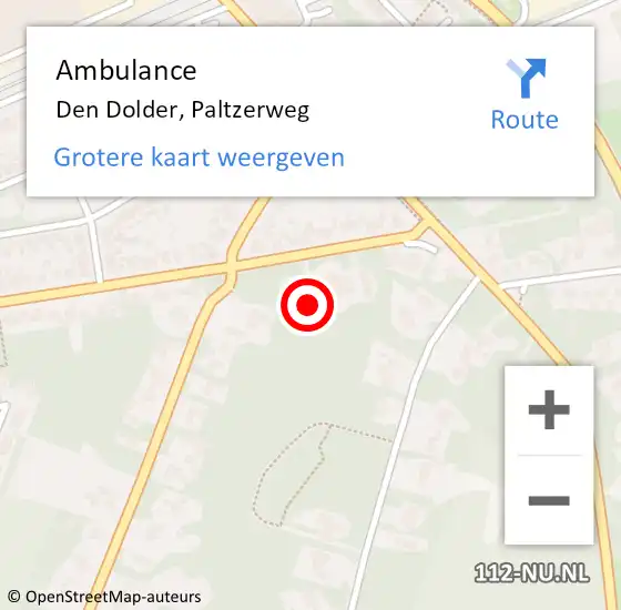 Locatie op kaart van de 112 melding: Ambulance Den Dolder, Paltzerweg op 30 juli 2016 10:07