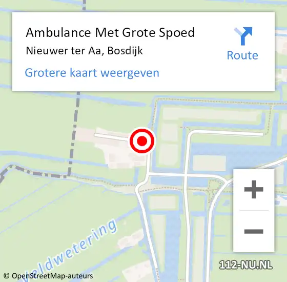 Locatie op kaart van de 112 melding: Ambulance Met Grote Spoed Naar Nieuwer ter Aa, Bosdijk op 30 juli 2016 10:12