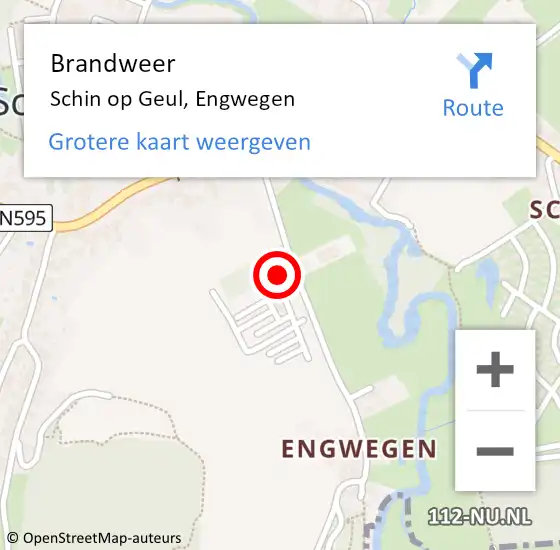 Locatie op kaart van de 112 melding: Brandweer Schin op Geul, Engwegen op 22 december 2013 23:07