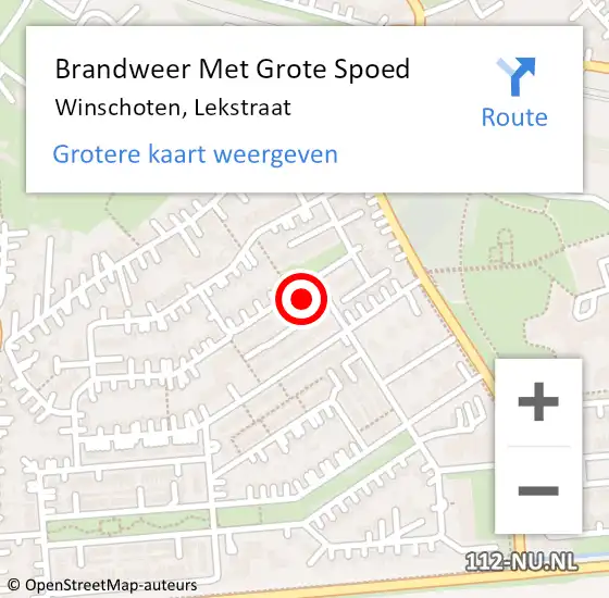 Locatie op kaart van de 112 melding: Brandweer Met Grote Spoed Naar Winschoten, Lekstraat op 30 juli 2016 11:45