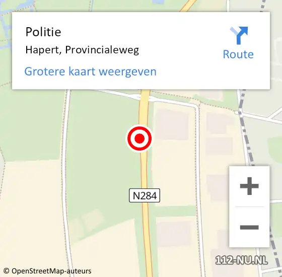 Locatie op kaart van de 112 melding: Politie Hapert, Provincialeweg op 30 juli 2016 11:47