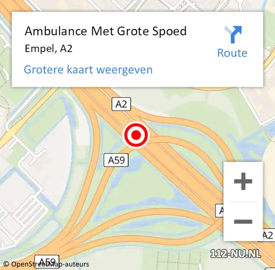 Locatie op kaart van de 112 melding: Ambulance Met Grote Spoed Naar Empel, A2 op 30 juli 2016 11:48