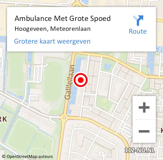 Locatie op kaart van de 112 melding: Ambulance Met Grote Spoed Naar Hoogeveen, Meteorenlaan op 22 december 2013 23:12