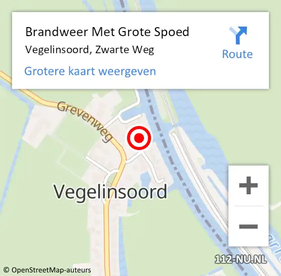 Locatie op kaart van de 112 melding: Brandweer Met Grote Spoed Naar Vegelinsoord, Zwarte Weg op 30 juli 2016 12:22