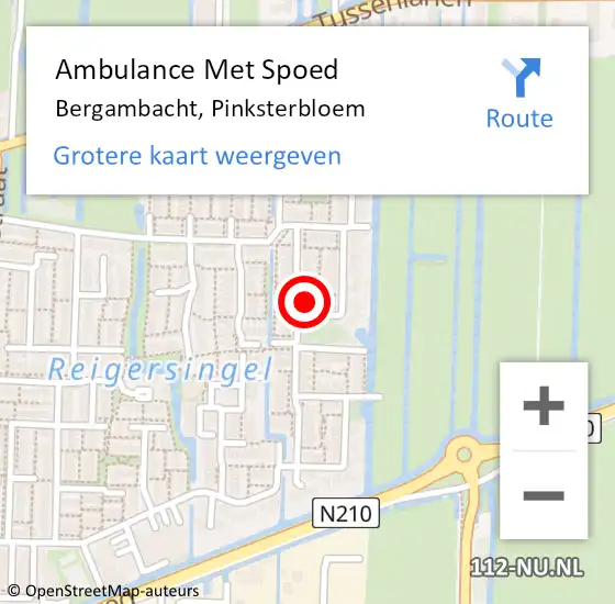 Locatie op kaart van de 112 melding: Ambulance Met Spoed Naar Bergambacht, Pinksterbloem op 30 juli 2016 12:27