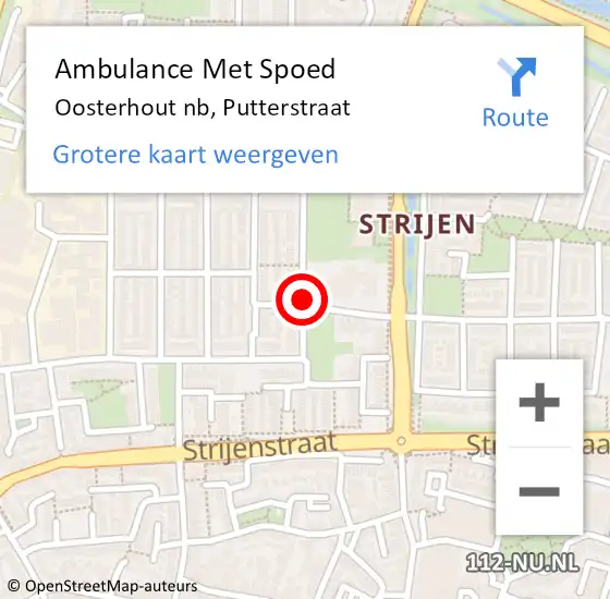 Locatie op kaart van de 112 melding: Ambulance Met Spoed Naar Oosterhout nb, Putterstraat op 30 juli 2016 12:42