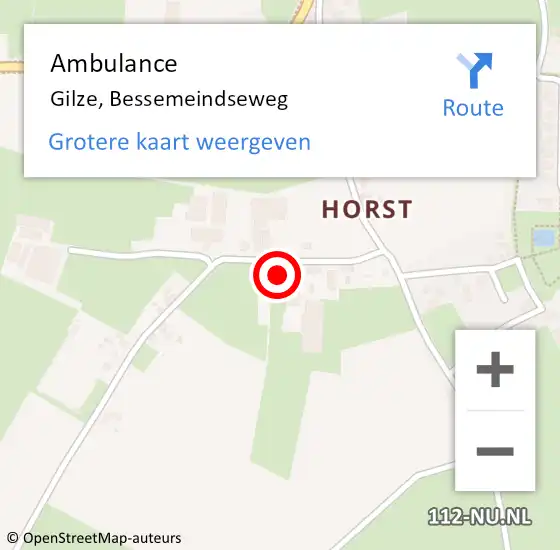 Locatie op kaart van de 112 melding: Ambulance Gilze, Bessemeindseweg op 22 december 2013 23:23