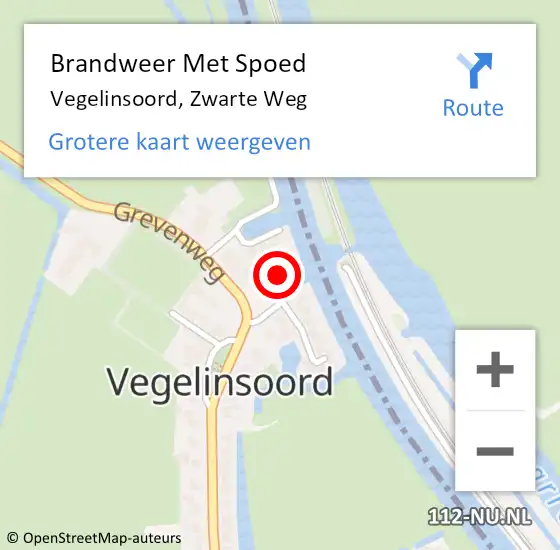 Locatie op kaart van de 112 melding: Brandweer Met Spoed Naar Vegelinsoord, Zwarte Weg op 30 juli 2016 13:32