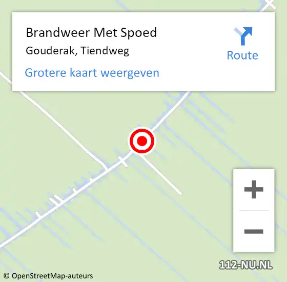 Locatie op kaart van de 112 melding: Brandweer Met Spoed Naar Gouderak, Tiendweg op 30 juli 2016 14:17