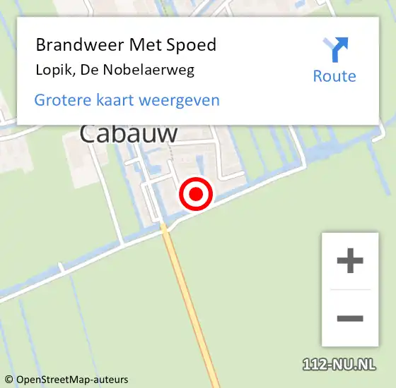 Locatie op kaart van de 112 melding: Brandweer Met Spoed Naar Lopik, De Nobelaerweg op 30 juli 2016 14:30