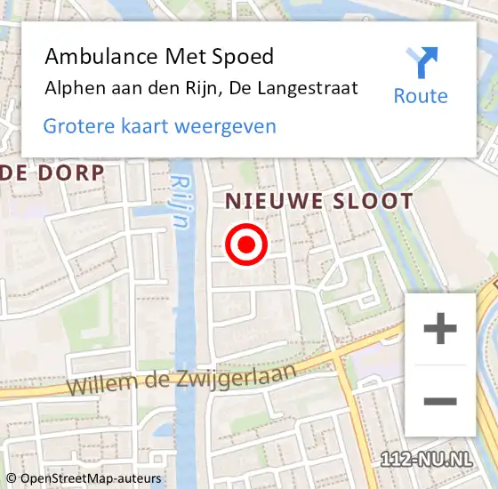 Locatie op kaart van de 112 melding: Ambulance Met Spoed Naar Alphen aan den Rijn, De Langestraat op 30 juli 2016 14:52