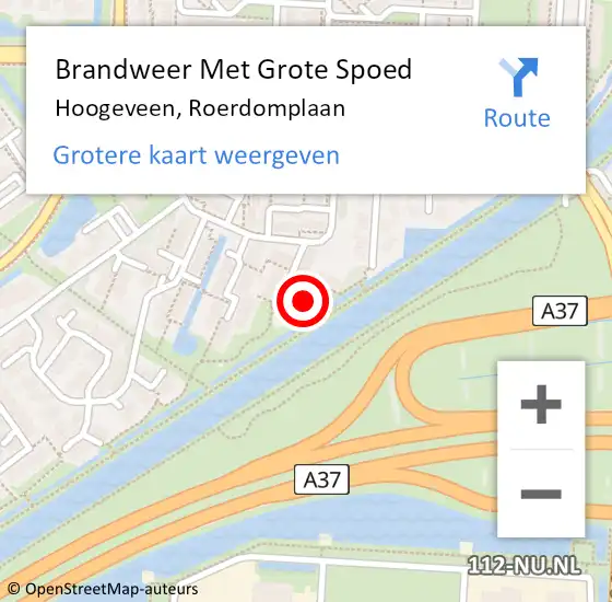 Locatie op kaart van de 112 melding: Brandweer Met Grote Spoed Naar Hoogeveen, Roerdomplaan op 30 juli 2016 15:53