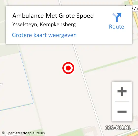 Locatie op kaart van de 112 melding: Ambulance Met Grote Spoed Naar Ysselsteyn, Kempkensberg op 30 juli 2016 16:34