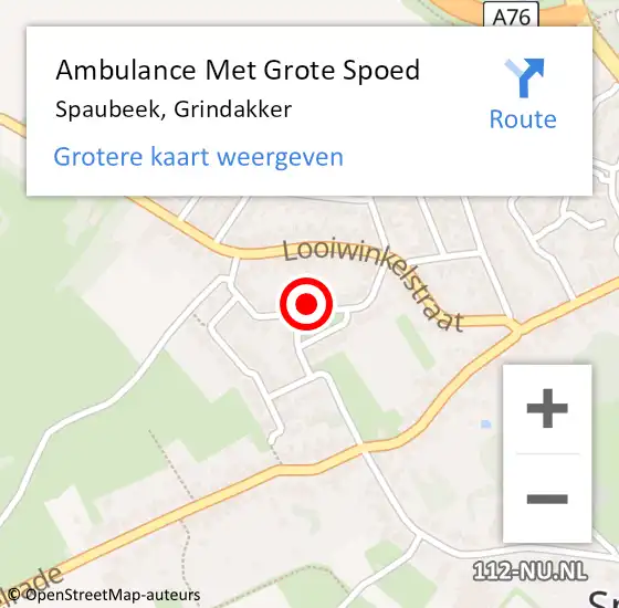 Locatie op kaart van de 112 melding: Ambulance Met Grote Spoed Naar Spaubeek, Grindakker op 22 december 2013 23:58
