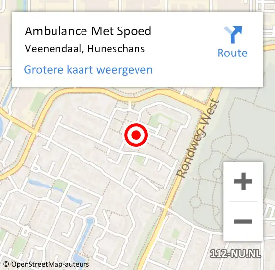 Locatie op kaart van de 112 melding: Ambulance Met Spoed Naar Veenendaal, Huneschans op 30 juli 2016 16:55