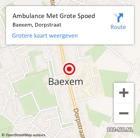 Locatie op kaart van de 112 melding: Ambulance Met Grote Spoed Naar Baexem, Dorpstraat op 30 juli 2016 18:38