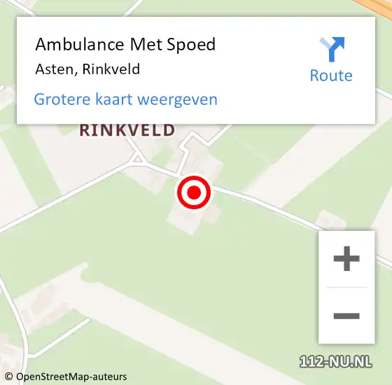 Locatie op kaart van de 112 melding: Ambulance Met Spoed Naar Asten, Rinkveld op 30 juli 2016 19:01