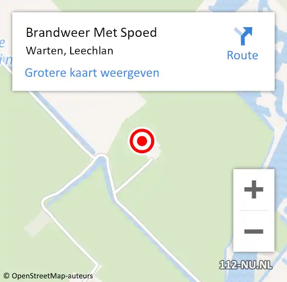 Locatie op kaart van de 112 melding: Brandweer Met Spoed Naar Warten, Leechlan op 30 juli 2016 19:17