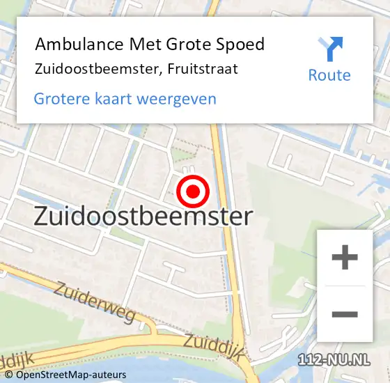 Locatie op kaart van de 112 melding: Ambulance Met Grote Spoed Naar Zuidoostbeemster, Fruitstraat op 30 juli 2016 19:46