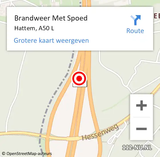 Locatie op kaart van de 112 melding: Brandweer Met Spoed Naar Hattem, A50 L hectometerpaal: 238,6 op 30 juli 2016 21:06