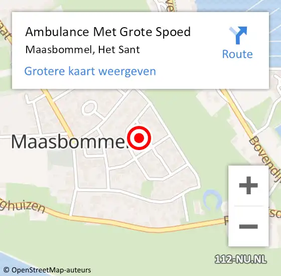 Locatie op kaart van de 112 melding: Ambulance Met Grote Spoed Naar Maasbommel, Het Sant op 30 juli 2016 21:08