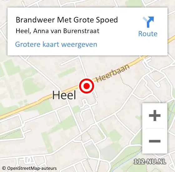 Locatie op kaart van de 112 melding: Brandweer Met Grote Spoed Naar Heel, Anna van Burenstraat op 30 juli 2016 23:08