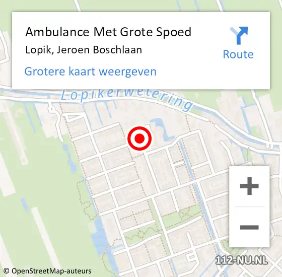 Locatie op kaart van de 112 melding: Ambulance Met Grote Spoed Naar Lopik, Jeroen Boschlaan op 30 juli 2016 23:44