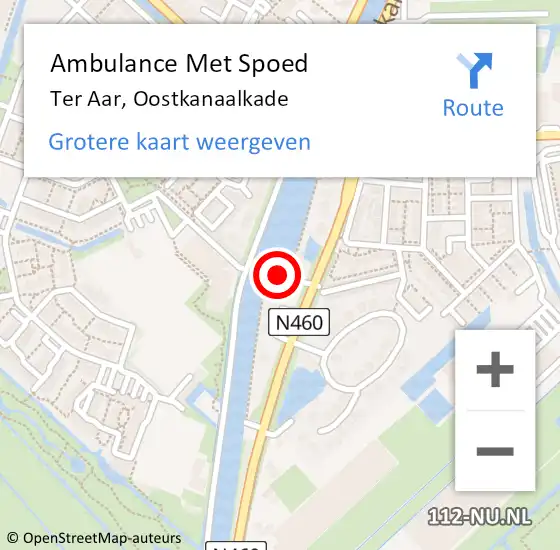 Locatie op kaart van de 112 melding: Ambulance Met Spoed Naar Ter Aar, Oostkanaalkade op 30 juli 2016 23:51