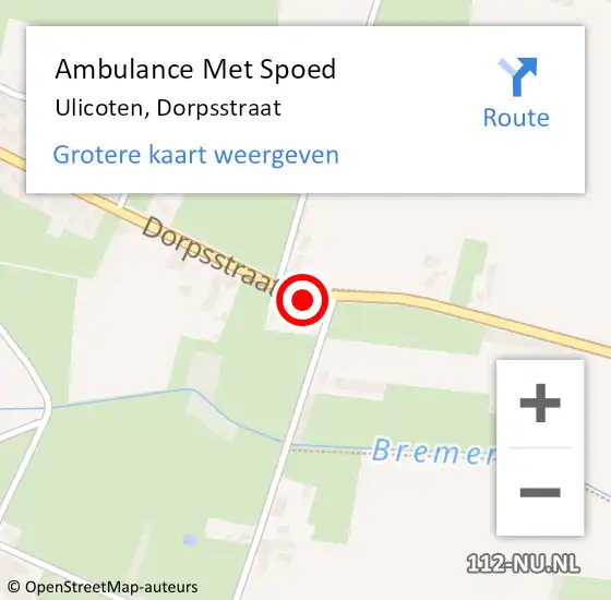 Locatie op kaart van de 112 melding: Ambulance Met Spoed Naar Ulicoten, Dorpsstraat op 31 juli 2016 00:17