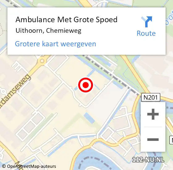 Locatie op kaart van de 112 melding: Ambulance Met Grote Spoed Naar Uithoorn, Chemieweg op 31 juli 2016 01:09