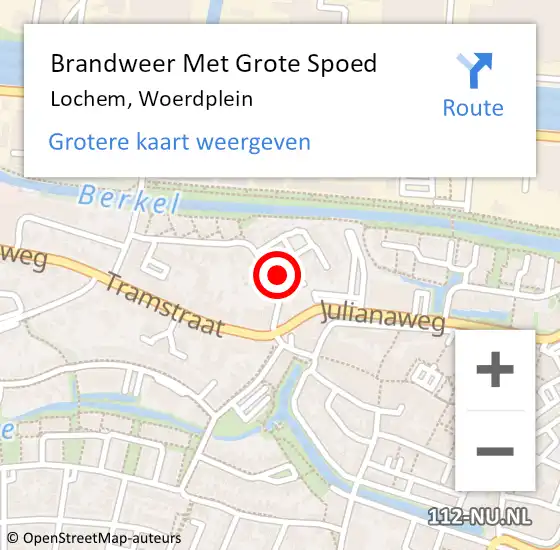 Locatie op kaart van de 112 melding: Brandweer Met Grote Spoed Naar Lochem, Woerdplein op 31 juli 2016 01:22