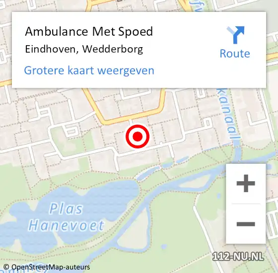 Locatie op kaart van de 112 melding: Ambulance Met Spoed Naar Eindhoven, Wedderborg op 31 juli 2016 02:02