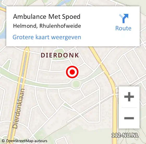 Locatie op kaart van de 112 melding: Ambulance Met Spoed Naar Helmond, Rhulenhofweide op 31 juli 2016 03:23