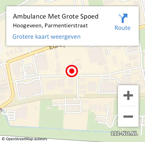 Locatie op kaart van de 112 melding: Ambulance Met Grote Spoed Naar Hoogeveen, Parmentierstraat op 31 juli 2016 03:37