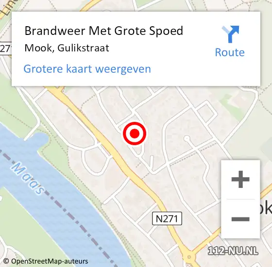 Locatie op kaart van de 112 melding: Brandweer Met Grote Spoed Naar Mook, Gulikstraat op 31 juli 2016 03:52