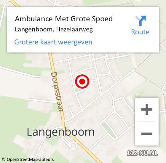 Locatie op kaart van de 112 melding: Ambulance Met Grote Spoed Naar Langenboom, Hazelaarweg op 31 juli 2016 04:18