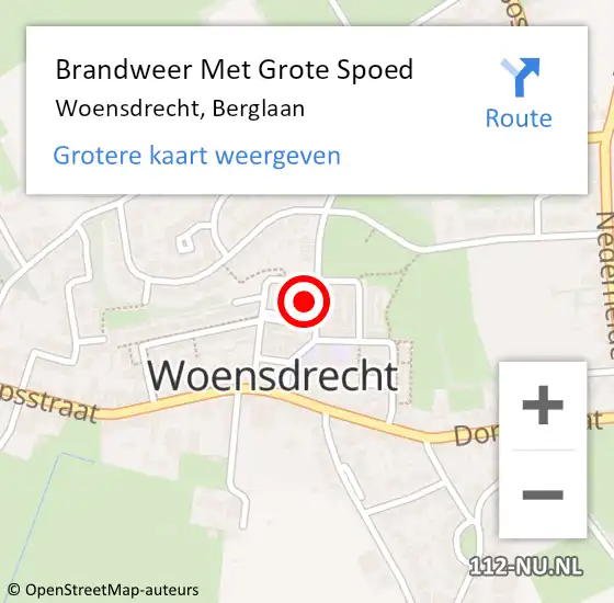 Locatie op kaart van de 112 melding: Brandweer Met Grote Spoed Naar Woensdrecht, Berglaan op 31 juli 2016 05:15