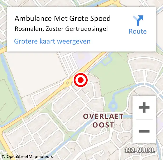 Locatie op kaart van de 112 melding: Ambulance Met Grote Spoed Naar Rosmalen, Zuster Gertrudosingel op 31 juli 2016 05:29