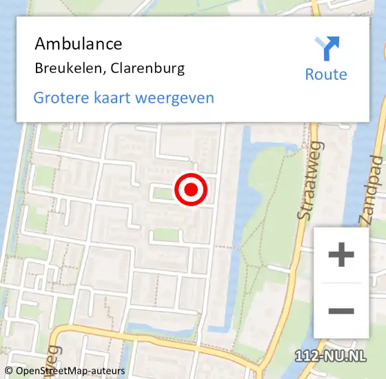 Locatie op kaart van de 112 melding: Ambulance Breukelen, Clarenburg op 31 juli 2016 06:30